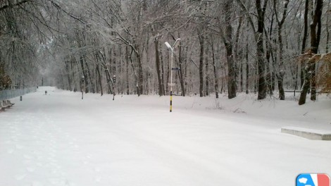 Csillebérc állomás a hó alatt, végpont felé