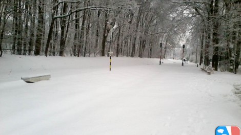 Csillebérc állomás a hó alatt, kezdőpont felé