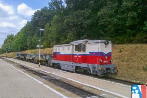 A tehervonat Szépjuhászné állomáson, a 135-ös számú vonatra várva (Fotó: Horváth Dávid)